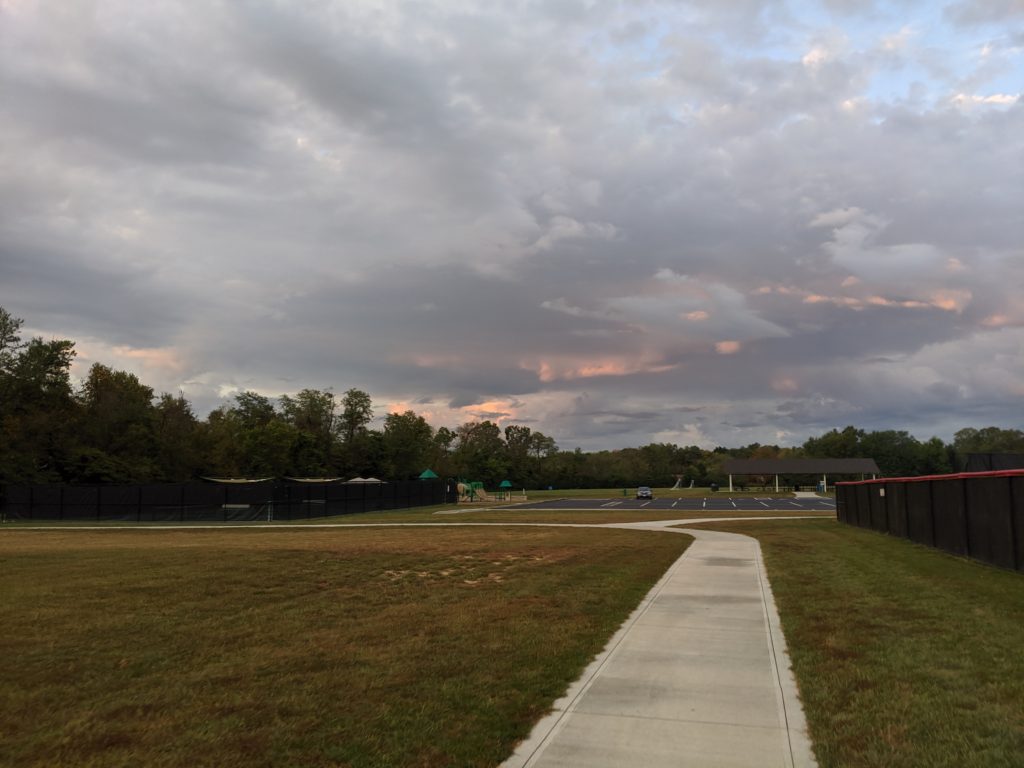 The post-sunrise sky over the path